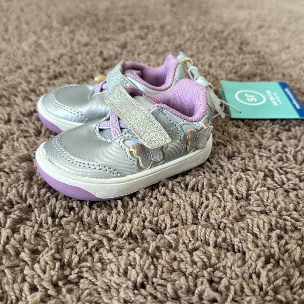 Stride Rite Silver and Purple Kids Sneakers